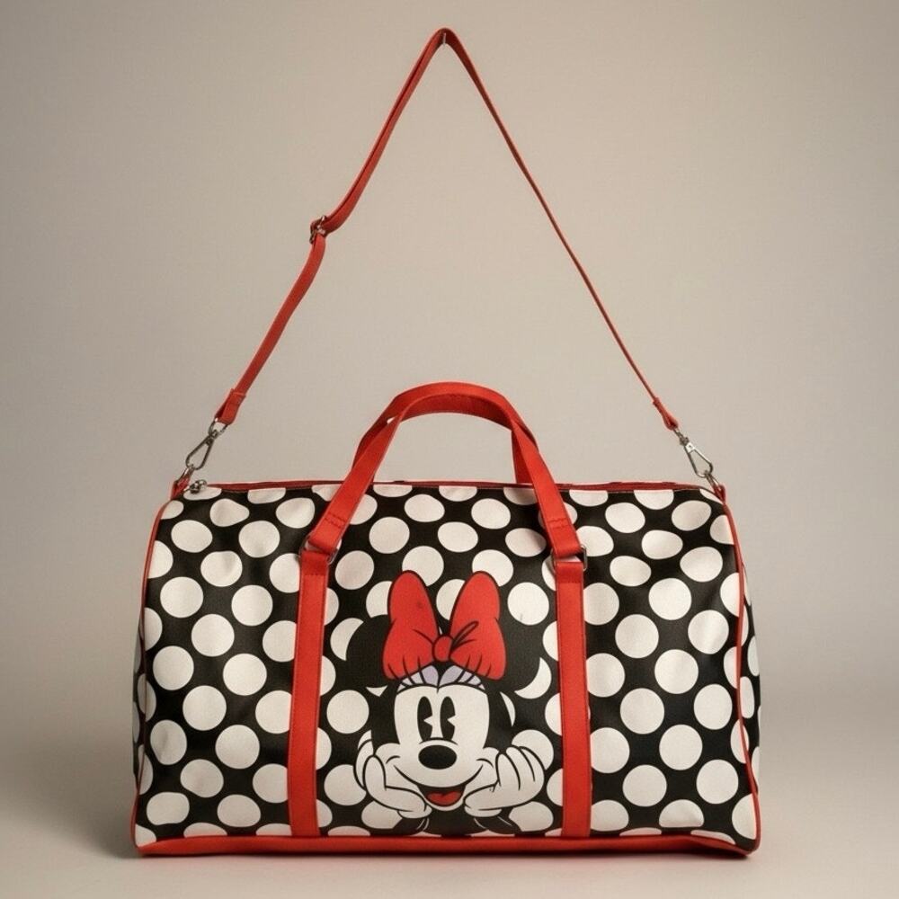 NWT Disney Minnie Mouse Peekaboo Black and White Polkadot Mini Duffel Bag